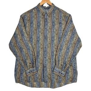 JHANE BARNES MEN'S WOVEN‑IN‑JAPAN STRIPE BUTTON‑UP SHIRT – SIZE LARGE